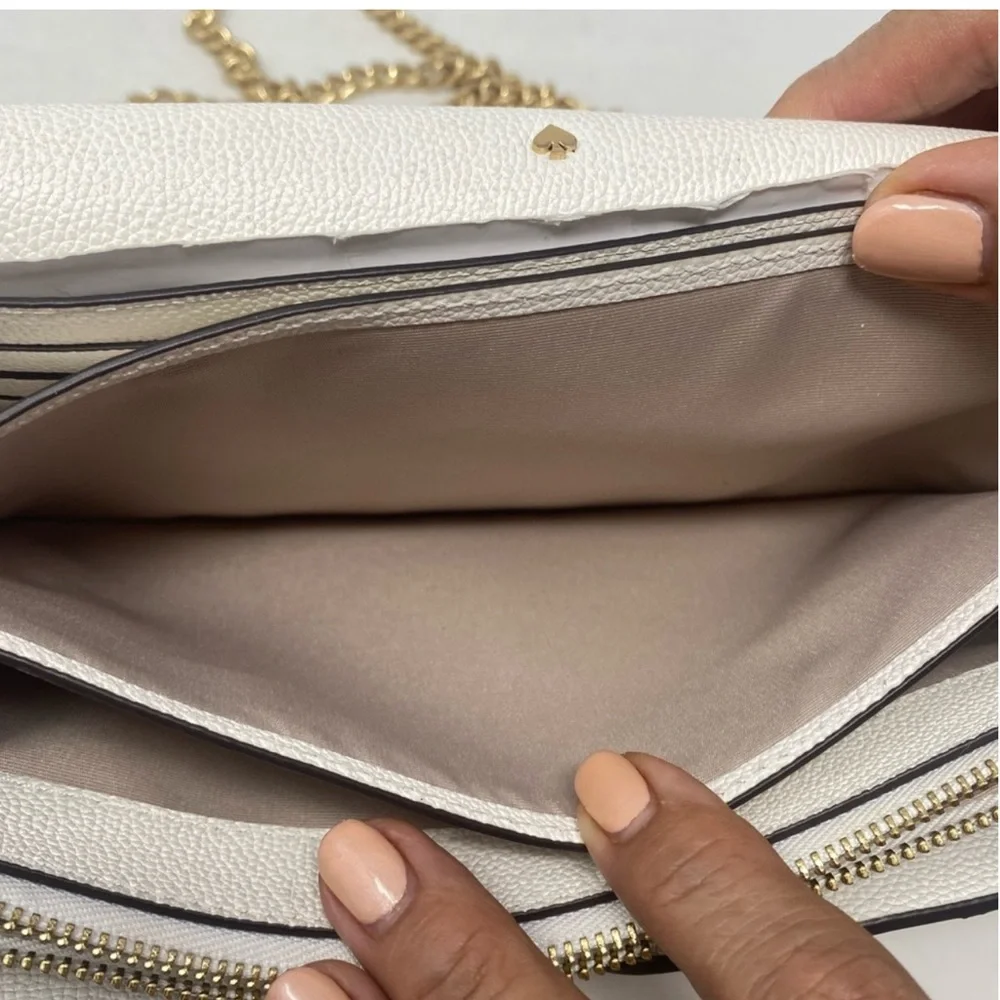 Kate Spade Toujours Chain Clutch Cross Body Bag White Excellent Used Condition